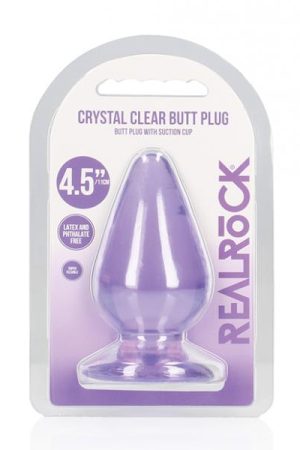 Shots Realrock Crystal Clear 4.5" Anal Plug - Purple