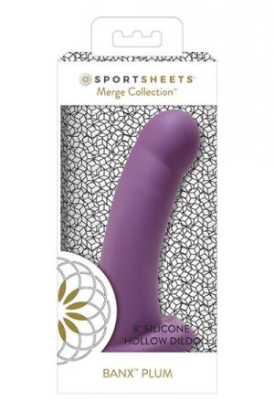 Sportsheets 8" Banx Hollow Silicone Sheath Dildo - Plum
