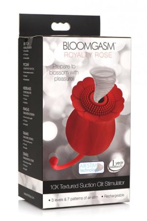 Inmi Bloomgasm Royalty Rose Textured Suction Clit Stimulator - Red
