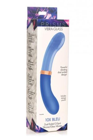 Prisms Vibra-glass 10x Dual Ended G Spot Silicone/glass Vibrator - Bleu