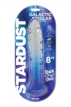 Stardust Galactic Stellar Jelly Dildo 8in Crystal Blue