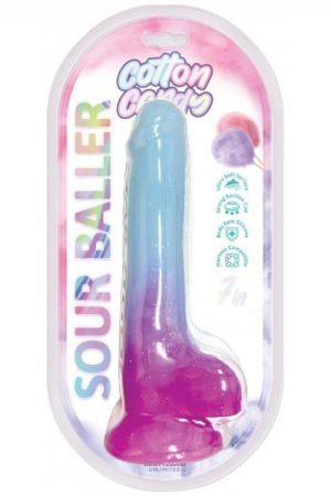 Cotton Candy Sour Baller Silicone Dildo 6in Aqua/purple