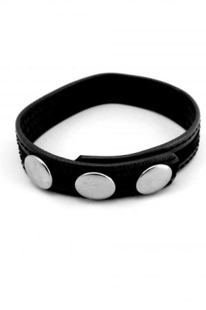 M2M Cock Ring Leather 3 Snaps Black