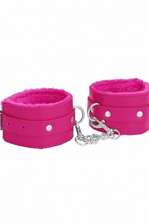 Ouch! Plush Leather Handcuffs Pink