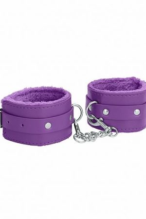 Ouch! Plush Leather Handcuffs Purple