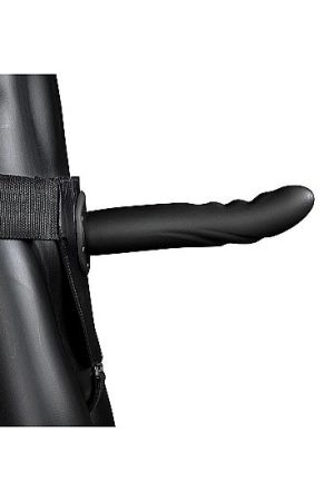 Ouch! Textured Curved Hollow Strap-on 8in Black