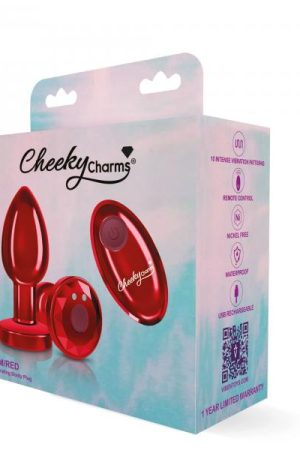 Cheeky Charms Vibrating Metal Plug Red Medium W/ Remote