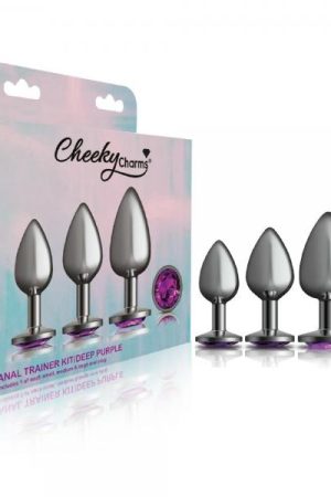 Cheeky Charms Metal Plug Kit Gunmetal Round Deep Purple