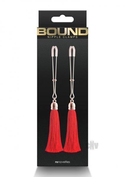 Bound Nipple Clamps T1 Rose Gld/red