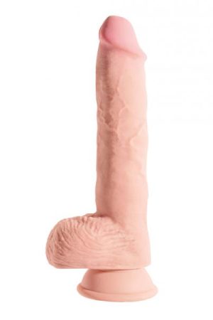 King Cock Triple Density 10 inches Fat Dildo with Balls Beige