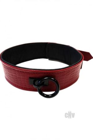 Rouge Anaconda Collar Burgundy Red Leather
