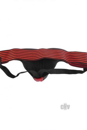 Rouge Leather Jockstrap Stripes Red Black Large