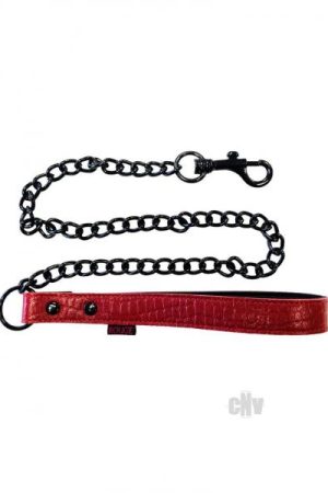 Rouge Leather Handle Lead Dog Chain Burgundy