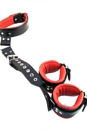 Rouge Leather Neck To Hand Restraint Black Red