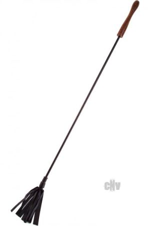 Rouge Leather Riding Crop Wood Handle Black