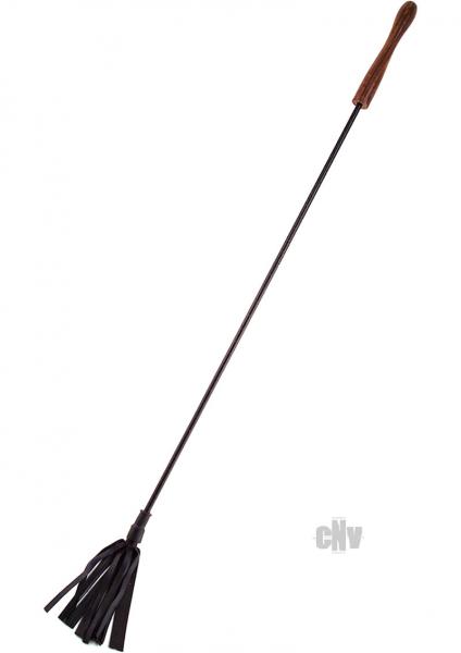 Rouge Leather Riding Crop Wood Handle Black