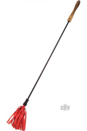 Rouge Leather Riding Crop Wood Handle Red
