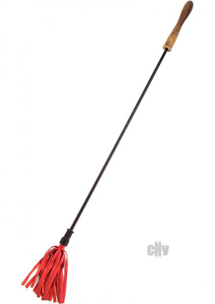 Rouge Leather Riding Crop Wood Handle Red