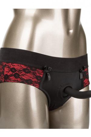 Scandal Crotchless Pegging Panty Set Red S/M