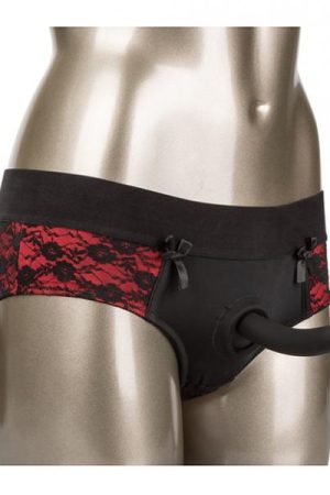 Scandal Crotchless Pegging Panty Set Red L/XL