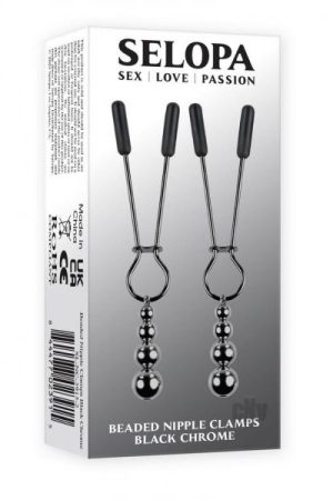 Selopa Beaded Nipple Clamps Blk Chrm