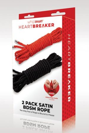 Whipsmart Heartbreaker Satin Bdsm Rope - Black/red Set Of 2