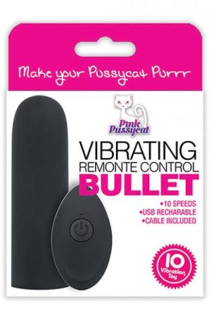 Pink Pussycat Vibrating Remote Control Bullet - Black