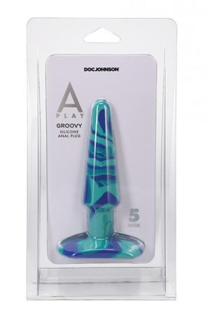 A Play 5" Groovy Silicone Anal Plug - Ocean
