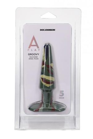 A Play 5" Groovy Silicone Anal Plug - Camouflage