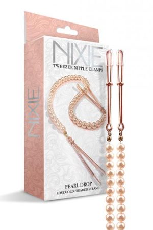 Nixie Pearl Drop Tweezer Nipple Clamps - Rose Gold
