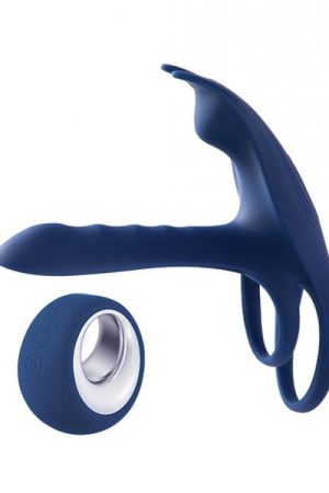 Blue Fox Vibrating Girth Enhancer Penis Sleeve - Blue