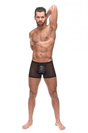 Private Screening Micro Mesh & Modal Skull Pouch Short Black Lg