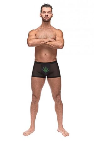 Private Screening Micro Mesh & Modal Pot Leaf Black Sm