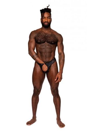 Sassy Lace Open Ring Thong Black L/xl