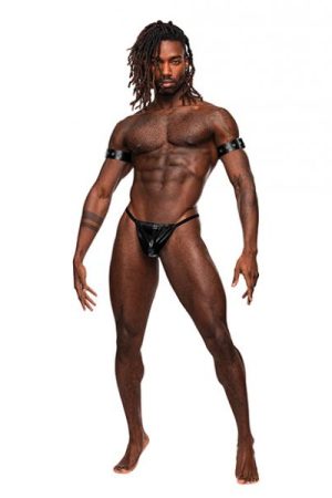 Pisces Pu Leather Bicep & Back Harness Black O/s