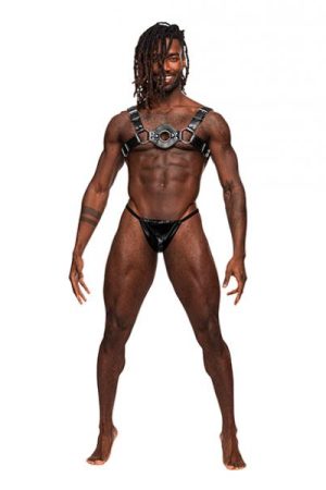 Libra Pu Leather Chest Harness Black O/s