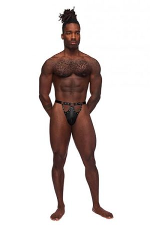 Fetish Jouster Nylon & Spandex Front Ring G-string Black S/m
