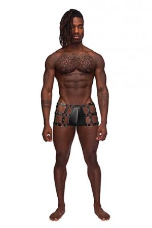 Fetish Vulcan Nylon Spandex Caged Short Black L/xl