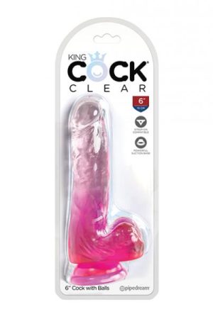King Cock Clear 6" Cock W/balls - Pink
