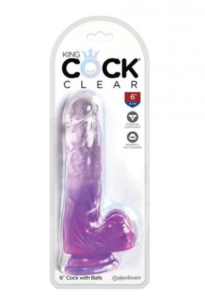 King Cock Clear 6" Cock W/balls - Purple