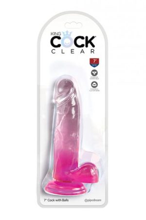 King Cock Clear 7" Cock W/balls - Pink