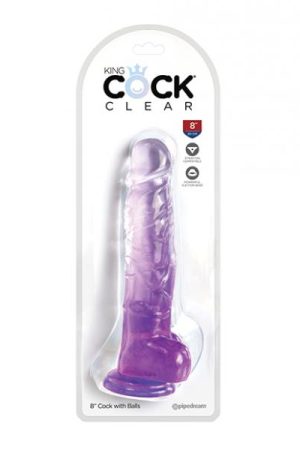 King Cock Clear 8" Cock W/balls - Purple