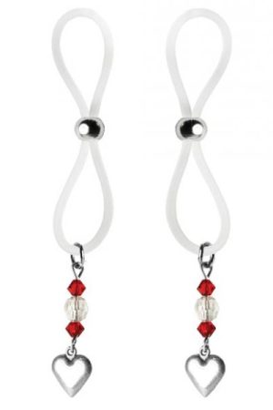 Bijoux De Nip Nipple Halos Heart Charm Red, Clear