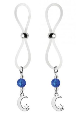 Bijoux De Nip Nipple Halos Moon & Star Charm Blue Clear