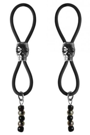 Bijoux De Nip Nipple Halos Black Skull Slider Black Silver
