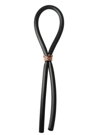 Bolo Lasso Ring Rose Gold Crown Slider Black