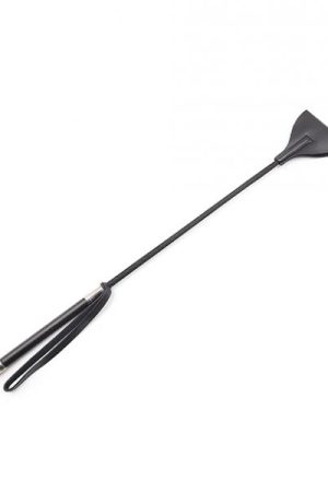 Plesur 21" Wide Tip Leather Crop - Black