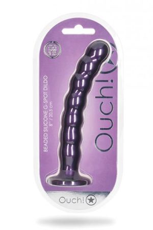 Shots Ouch 8" Beaded G-spot Dildo - Metallic Purple