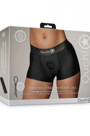 Shots Ouch Vibrating Strap On Boxer - Black M/l
