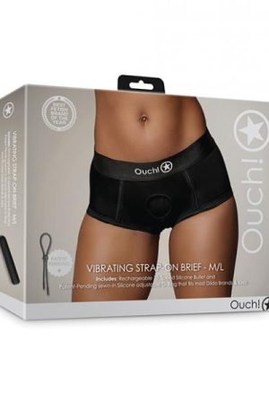 Shots Ouch Vibrating Strap On Brief - Black M/l